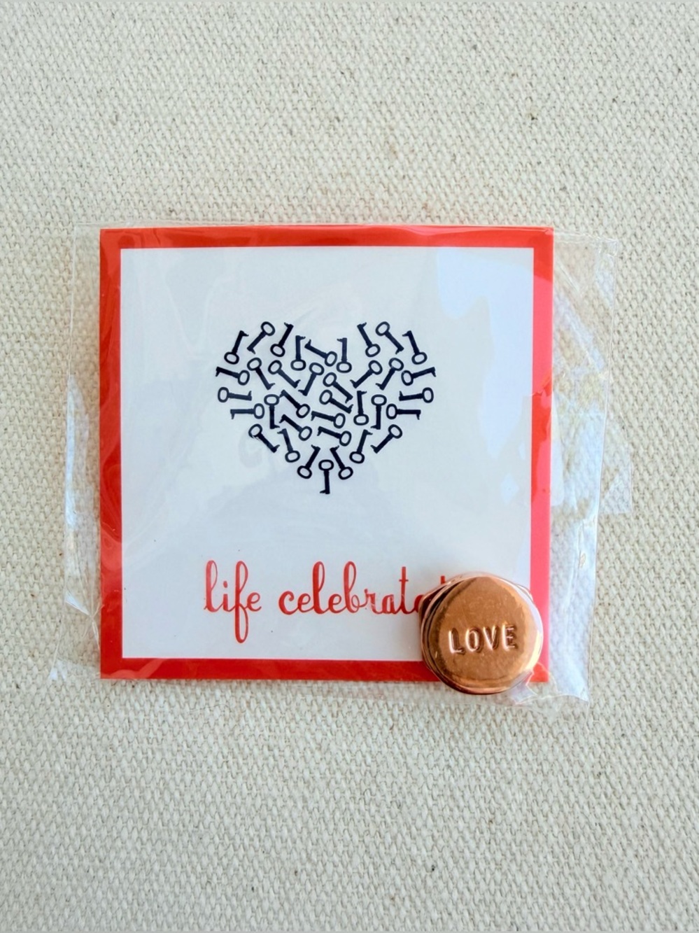 *LOVE Round Disc Charm* KEEP COLLECTIVE Retired Rose Gold *NIP*